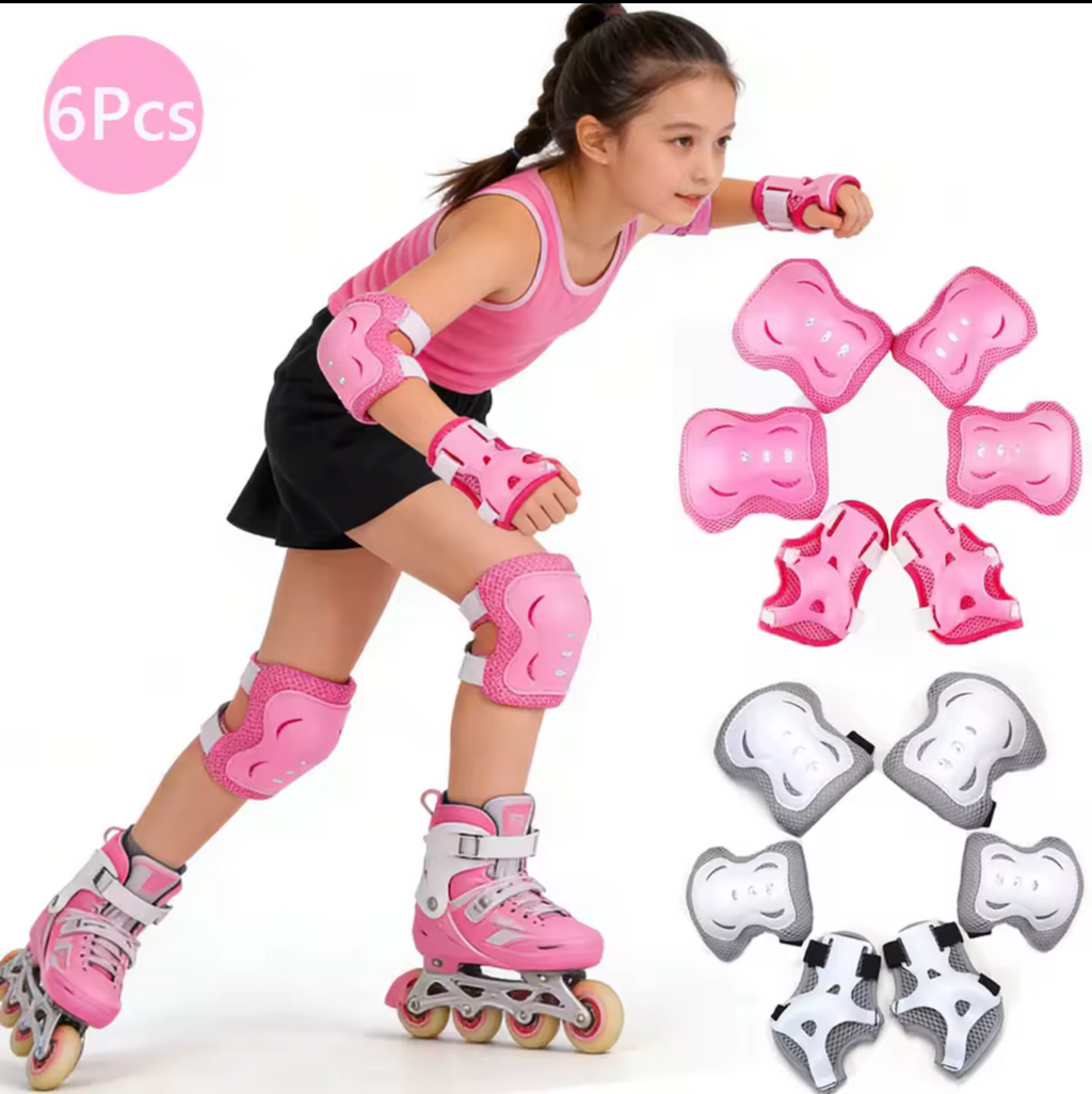 Kids Protective Gear Set — Knee, Elbow &amp; Wrist Pads (6-Piece)