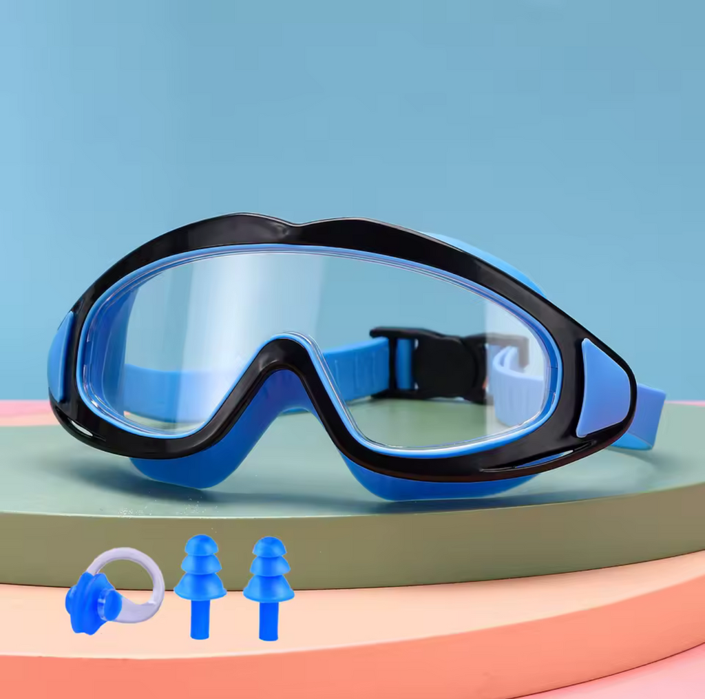 Kids Swim Goggles — Anti-Fog Set with Nose Clip &amp; Ear Plugs