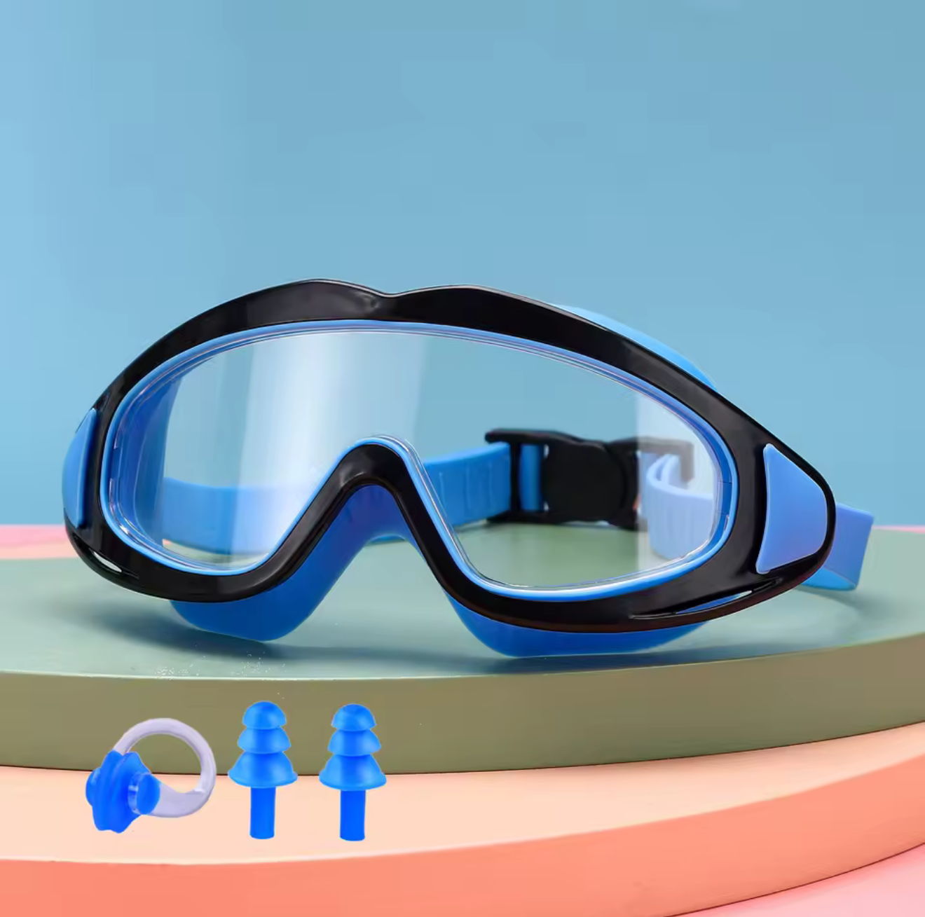 Kids Swim Goggles — Anti-Fog Set with Nose Clip &amp; Ear Plugs