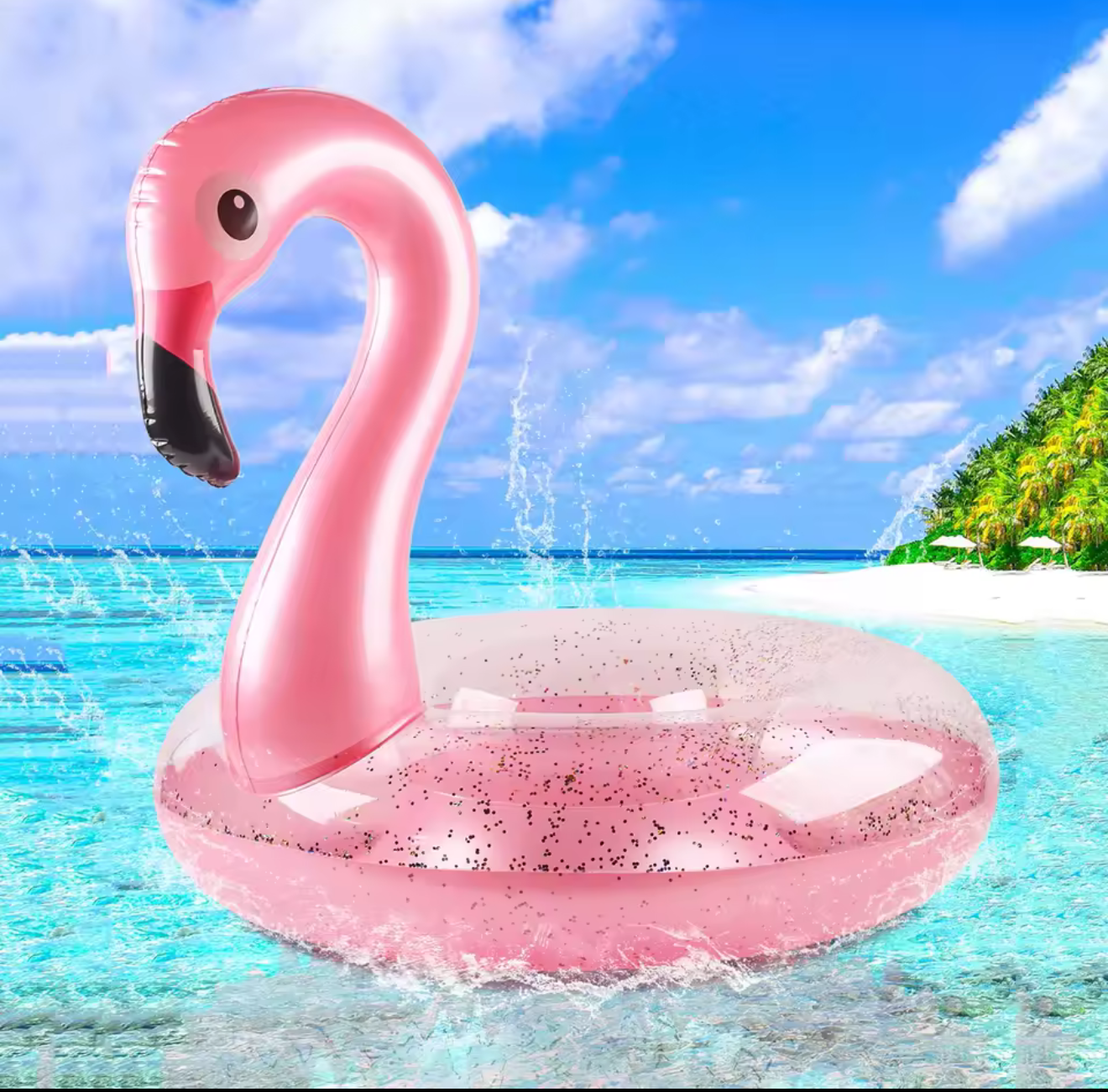 Glitter Flamingo Pool Float