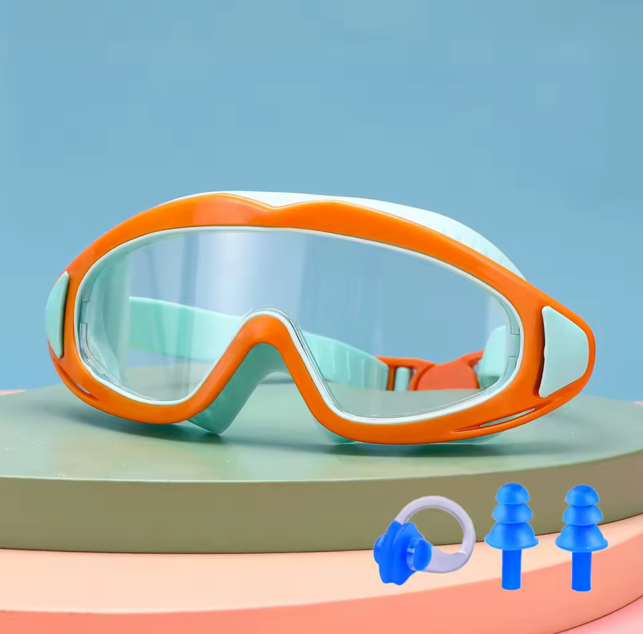 Kids Swim Goggles — Anti-Fog Set with Nose Clip &amp; Ear Plugs