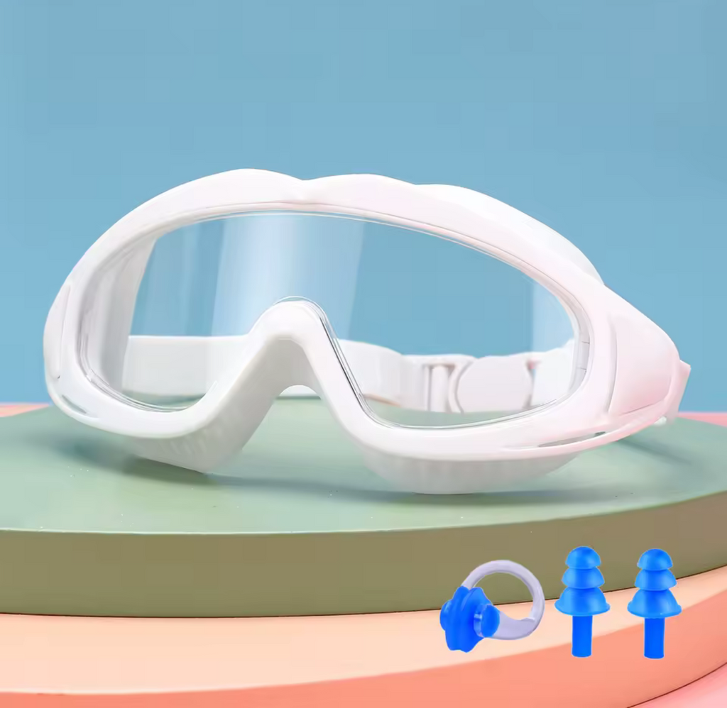 Kids Swim Goggles — Anti-Fog Set with Nose Clip &amp; Ear Plugs