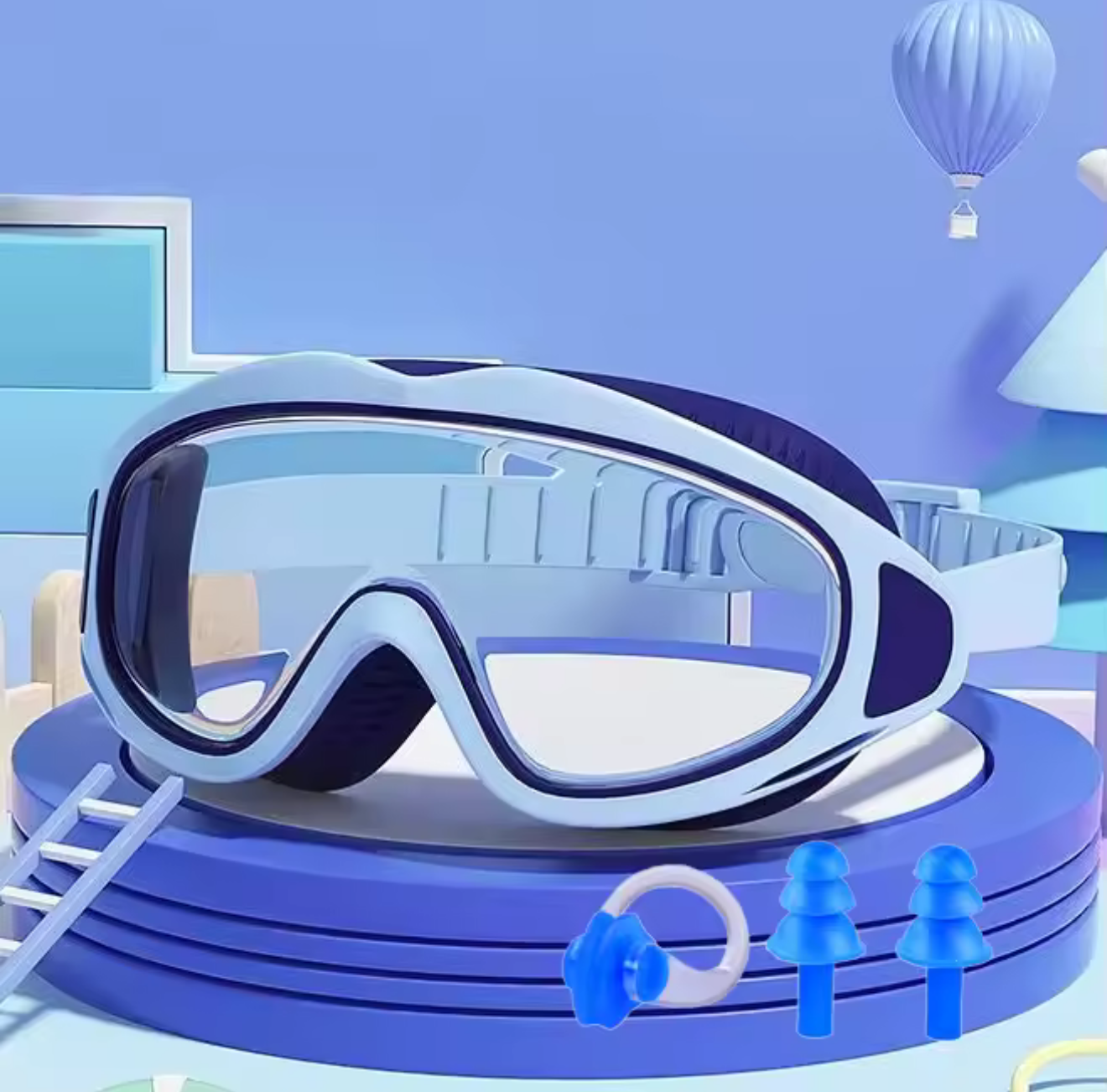 Kids Swim Goggles — Anti-Fog Set with Nose Clip &amp; Ear Plugs
