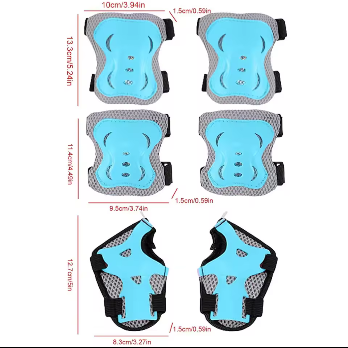 Kids Protective Gear Set — Knee, Elbow &amp; Wrist Pads (6-Piece)