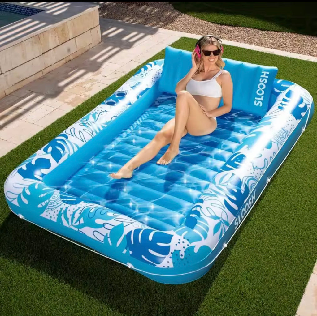 4-in-1 Tanning Pool Lounger — Inflatable Sunbathing Float