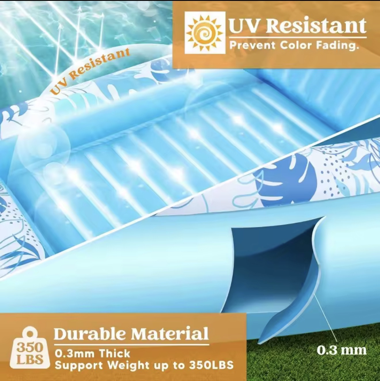 4-in-1 Tanning Pool Lounger — Inflatable Sunbathing Float