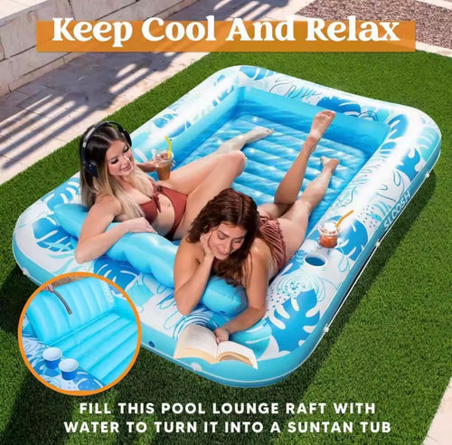 4-in-1 Tanning Pool Lounger — Inflatable Sunbathing Float