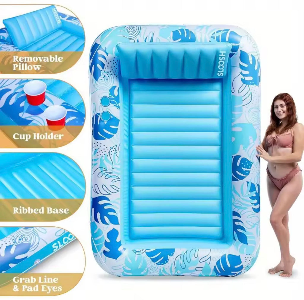 4-in-1 Tanning Pool Lounger — Inflatable Sunbathing Float