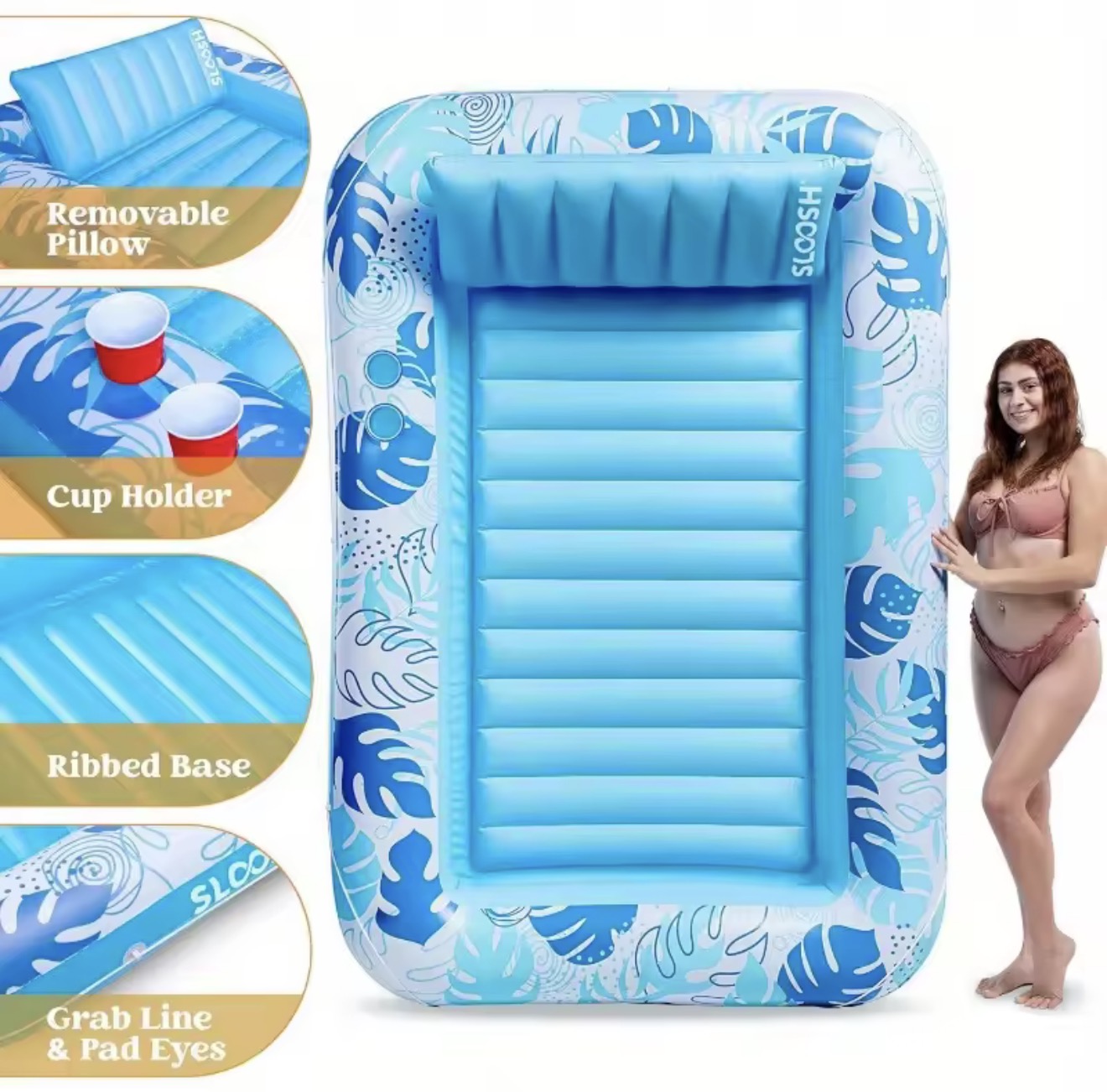 4-in-1 Tanning Pool Lounger — Inflatable Sunbathing Float